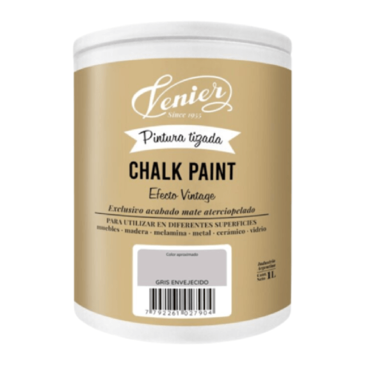 Pintura Tizada Venier Chalk Paint Gris Envejecido 1lt|Ambito